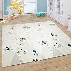 Speelkleed Kruipkleed Baby Kinderen Kleed Opvouwbaar Afwasbaar Omkeerbaar ABC Crème Blauw Geel Grijs, Maat:180×200 cm