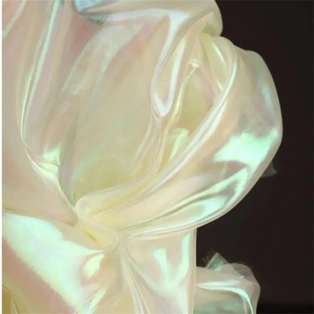 Miękka tkanina tiulowa, Organza Tiul Tkanina Wielokolorowa 100cm X 150 cm na sukienki Spódnice Tapicerka Szycie (Light Champagne)