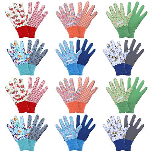 Xtinmee 12 Pairs Kids Gardening Gloves Soft Nonslip Yard Children Garden Gloves Safety Gardening Tools For Boys Girls Toddler Work (3-4 Years) #TOP16
