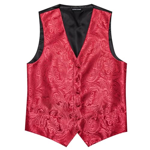 Image of Barry.Wang Men's Suit Vest Formal /Leisure Paisley Jacquard Silk Tie Pocket Square Waistcoat Set Wedding 5PCS