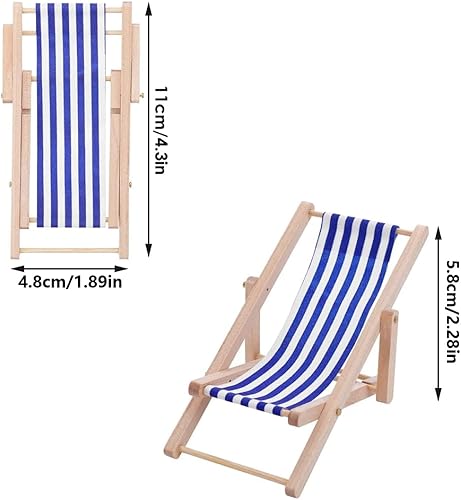 Miniatura 7 de Silla de playa de casa de muñecas en miniatura, 3 piezas, mini silla de playa de madera plegable, casa de muñecas, mini silla de cubierta,