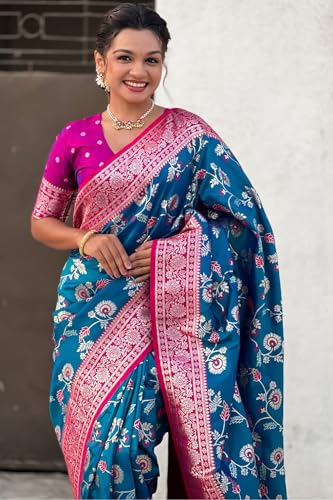 Image of SGF11- Women's Kanjivaram Woven Soft Silk Saree With Blouse Piece