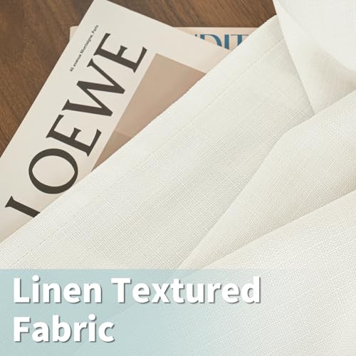 Image of LAMIT Linen Curtains 63 Inch 2 Panels Set for Bedroom, Grommet Thick Linen Drapes Light Filtering Privacy Window Treatment Curtains for Farmhouse /Living Room, 52 x 63 Inch, Cream White