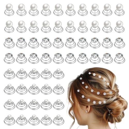 Gjinxi 60 PCs Spiral Pearl Twister Hair Studs Gems Hair Jewelry for Women Wedding Bridal Party Gjinxi 60 PCs Spiral Pearl Twister Hair Studs Gems Hair Jewelry for Women Wedding Bridal Party