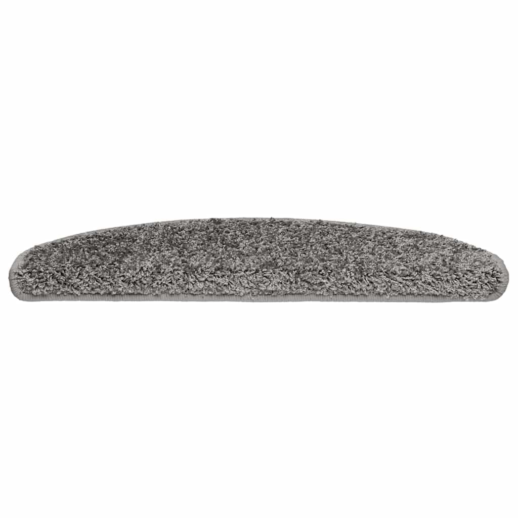 Treppenmatten 20 Stufen 65x21x4 cm Grau Halbrund 100% PP getuftet rutschfest waschbar doppeltes Klebeband Modernes Design für Wohnzimmer Flur Schlafzimmer