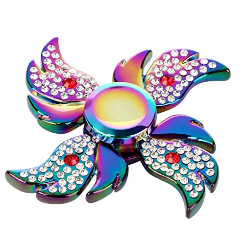 Tiean Rainbow Aluminum Metal Tri Hand Finger Spinner Fidget EDC Desk Toy Gyro