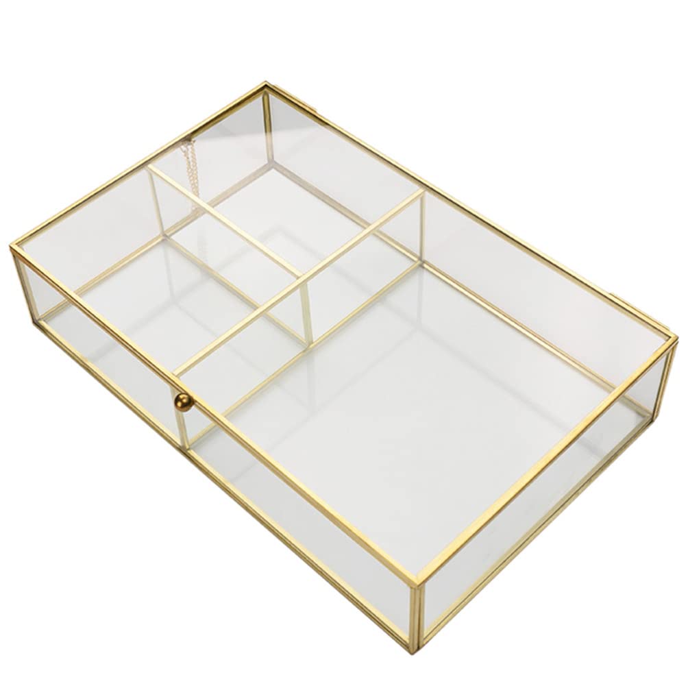Rangement en verre pour bijoux VALICLUD avec tiroir et compartiment maquillage
