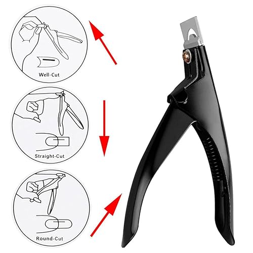 Vista 12 de Cortaúñas postizas acrílicas profesionales para uñas acrílicas, herramienta de manicura de uñas rosa roja para salón de belleza y arte de uñas