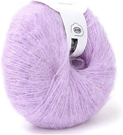 Soft Angora Mohair Yarn, Wool Knitting Yarn Knit Angora Long Wool Yarn DIY Scarf Crochet Thread Supplies (with a Crochet)(Beige)