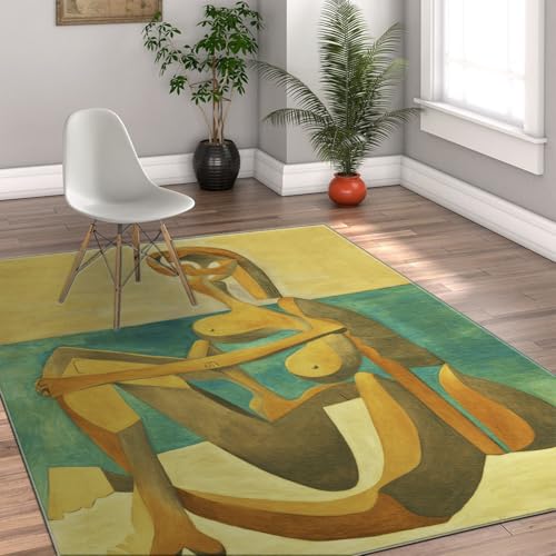 Tapis de salon Picasso 140x200cm abstrait cubiste lavable et antidérapant - 4