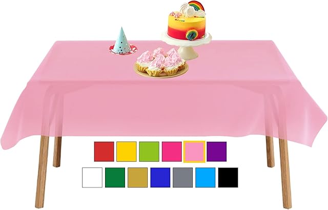 YANGTE 8 Pack Disposable Tablecloth Plastic Rectangle Table Covers 54 in x 108 in for Tables Indoor or Outdoor Parties Birthdays Weddings Picnic Christmas (Pink)