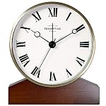 Presentime & Co Mozart Mantel Alarm Clock, Desk and Shelf Clock, Tabletop Decoration, 6 x 5.5 inch, Silent no Ticking, Wooden Base, Walnut Finish, Golden Color, Roman Numeral - Image 2