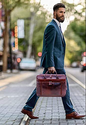 Image of LEADERACHI Vintage Leather Messenger Bag For Men's.