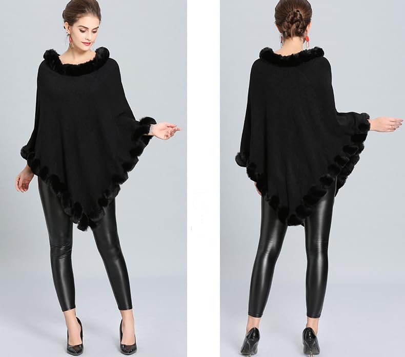 Shawl Wrap for Women Faux Fur Poncho Cape Large Blanket Wraps Winter Warm Knitted Cloak Cardigan Sweater Cozy Shawls4