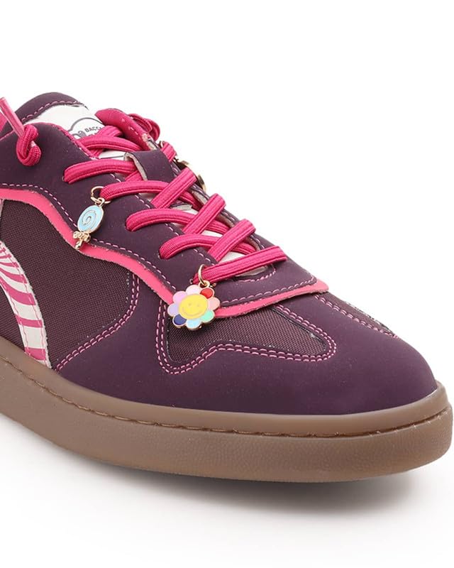 Image of Bacca Bucci Sugar Rush Women's Casual Sneakers | Lace-Up Low-Top | Mesh & Synthetic Upper | Playful Lace Charms | Grippy Rubber Cupsole | Walking