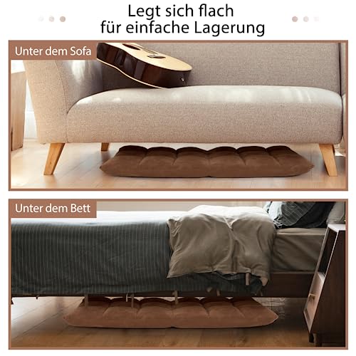 COSTWAY Bodenstuhl mit Verstellbarer Rückenlehne, Bodensessel gepolstert, Bodenkissen faltbar, Meditationsstuhl, Relaxsessel, Thaikissen für Freizeit, Meditation, Yoga (Beige)
