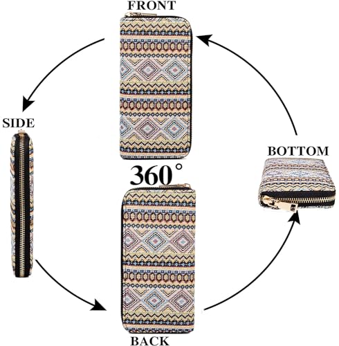 Boho Western Wallet for Women Canvas Ladies Girls Slim Purse Credit Card Holder (Bohemian Style)3