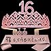 16th Birthday Tiara and Sash,Sweet 16th Birthday Gifts for Girls,16 & Fabulous Sash,16th Birthday Crown,16 Year Old Girl Gifts,16th Birthday Decorations for Girls,16th Bday Gift,16th Birthday Favors