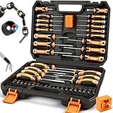 86-Piece Magnetic Screwdriver Set, Torx/Slotted/Phillips Precision Screwdrivers, SAE & Metric Magnetic Nut Driver Set, Screwdriver Bits, Bit Holder with Sturdy Tool Box