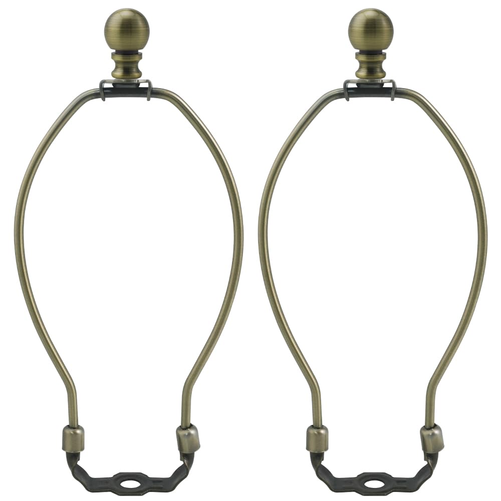 Asjeumt 8 Inch Lamp Harp, Bronze 2 Set Lamp Harps and Finial, Metal Lamp Shade Harp Holder, DIY Detachable Lampshade Bracket Adapter Hardware, Replacement Table & Floor Light Accessories Repair