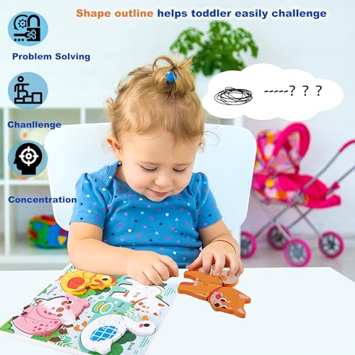 Puzzle de Animales de Granja de Madera Montessori para Niños de 2 a 4 Años miniatura 3