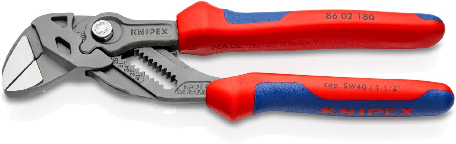 KNIPEX Tools 86 02 180 Pliers Wrench, Black Finish Comfort Grip, 7.25-Inch