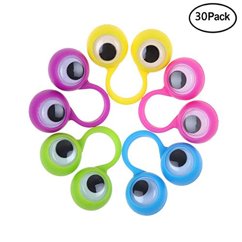 iMagitek Google Eye Finger Puppet Oobi Eye Ring Toys Eyeball Ring Eye Ring Toys Childrens Toys for Kids Party Favors - 30 Pack
