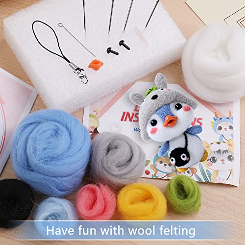 BAGERLA Needle Felting Supplies Kits, Needle Felting Kit Beginner with Instructions and Tools, Felting Foam Mat, Colorful Wool, Felting Kit for DIY Handcraft Duck with Needle Felting Material
