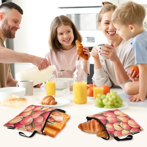 Bolsas reutilizables para bocadillos con diseño de fruta durazno, pack de 3 miniatura 7