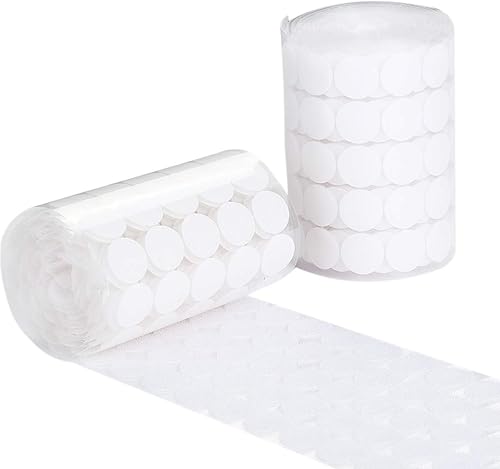 Monedas adhesivas con parte trasera blanca, puntos autoadhesivos blancos, 1000 unidades (500 pares) de 34 pulgadas de diámetro, perfectos para la