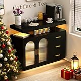 HWB Gabinete de bar de café LED RGB, cocina (negro)