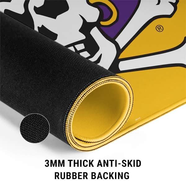 Skinit Large Gaming Mouse Pad - Officially Licensed ECU Pirates Logo Yellow Design with Stitched Edges, Waterproof, Non-Slip Rubber Base, Desk Mat for Keyboard & Mouse, 31.5" x 11.8" inches