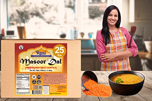 Image of Rani Masoor Dal (Indian Red Lentils) Split Gram 400oz (25lbs) 11.36kg Bulk Box ~ All Natural | Gluten Friendly | NON-GMO | Kosher | Vegan | Indian Origin