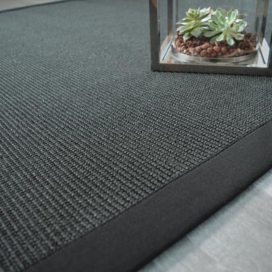 Decoweb Tapis sisal Yucatan Noir - Ganse Coton Noire - 200 x 290 cm