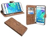 Energmix Buchtasche kompatibel mit Motorola Moto X Style Hülle Hülle Tasche Wallet BookStyle mit Standfunktion in Braun