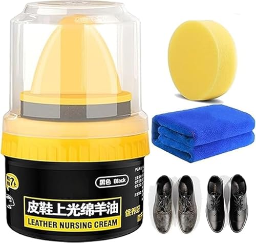 Aicoyiu Leather Nursing Cream, Leather Repair Cream Liquid Shoe Polish, Natural Leather Repair Cream for Boots, Intensive Leather Care and Nourishing (Black)