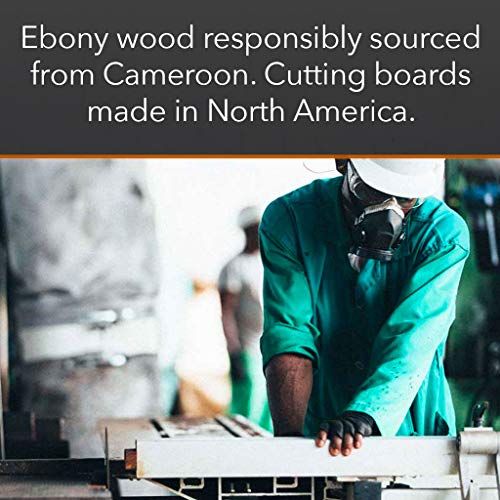 Stella Falone Reversible Wood Cutting Board Made Of Solid West African Crelicam Ebony Wood – 18'' X 11.4'' X 1.6'', Heavy-Duty, Premium Serving Board With Carved Grip Edge – Includes Conditioning Oil #TOP7