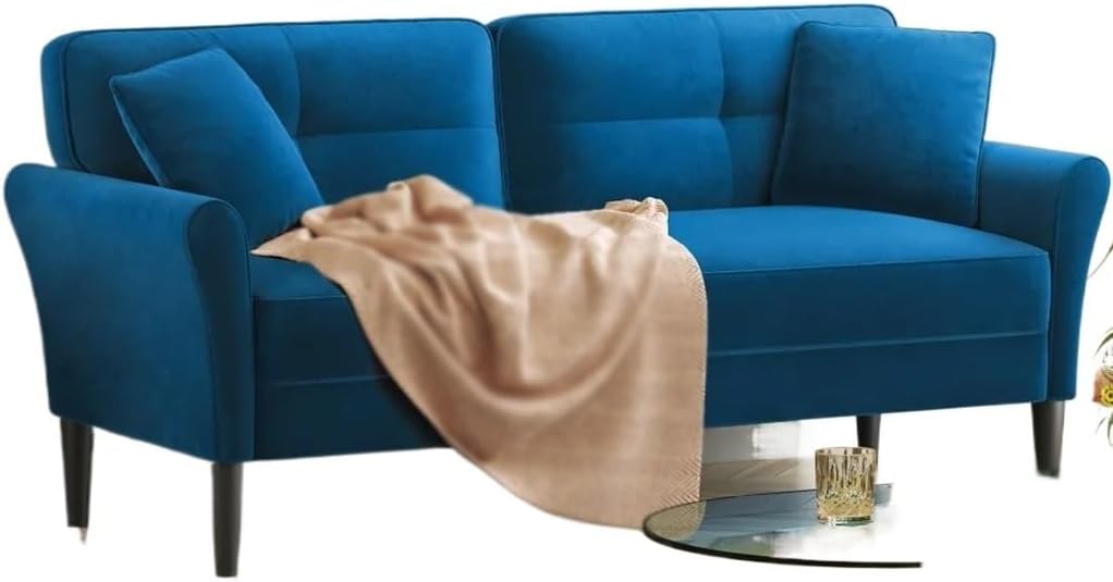 White Velvet Sofa Couch, Comfy Sofas for Living Room, Small for Bedroom(Gray)