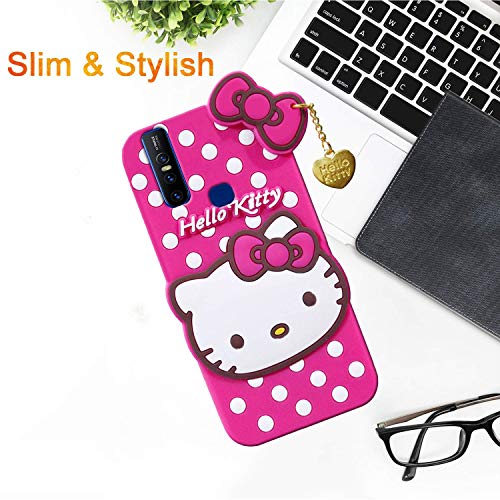 Image of Unirock Hello Kitty Back Case Cover for Vivo V15 Pro| 3D Cute Hello Kitty Case |Soft Silicone Rubber Back Cover with Pendant Kitty Cover for Vivo V15 Pro (Pink)