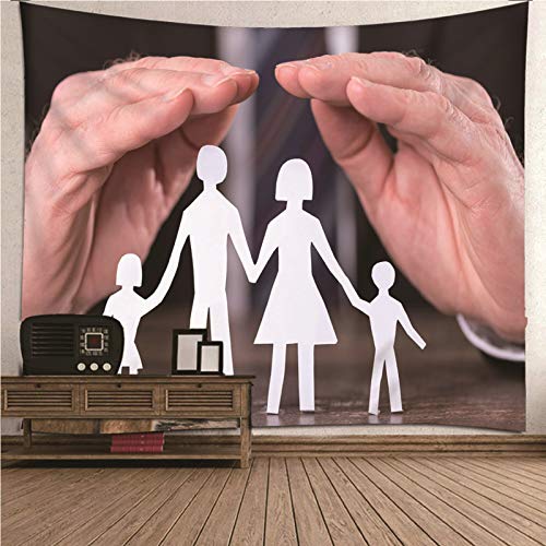 Tapiz de pared KnSam de poliéster resistente con patrón de familia blanco