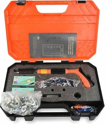 Foto di SQUADO Pistola Manuale Sparachiodi, 10 Chiodi Tondi, Portatile, Silenziatore Regolabile, con Accessori