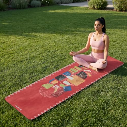Image of Lifelong Suede & Natural Rubber Yoga Mat for Woman & Man | Non-Slip & Anti-Skid | 6mm Yoga Mat for Man |Exercise Mat for Yoga, Workout & Pilates | Gym Equipment for Home Workout | Free Carry Bag (Red)