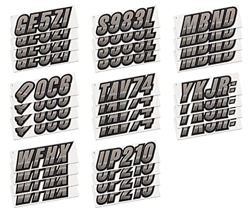 Image of STIFFIE Techtron Charcoal /Black 3 inch Boat & PWC Registration Decals • Numbers Letters Stickers