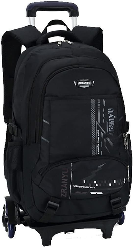 Teens Boys Middle High School Trolley Rolling Backpacks Capacity Wheeled Bookbag School Bags with Six Wheels