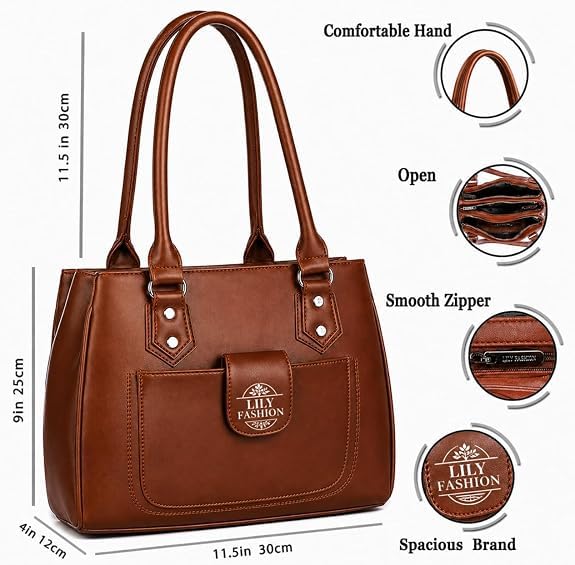 Image of Women's Handbag Shoulder Bag with Multiple Compartments, Zipper Closure & Front Pocket | Versatile Crossbody, Shoulder & Handheld Bag for Work, Travel & Daily Use