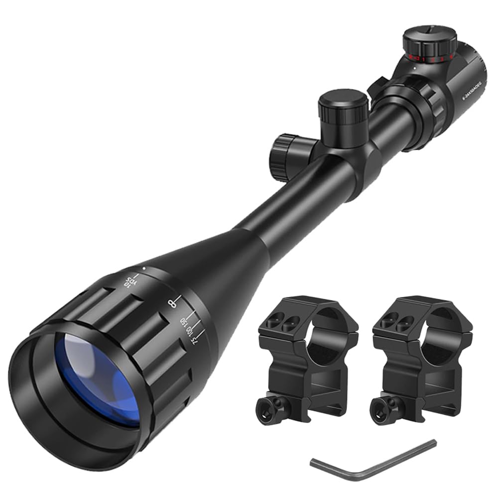 Paike Lunette de visée 6-24x50,Optique Illuminée Rouge et Verte,avec Réticule Télémétrique Viseur de Tube de 1 Pouce