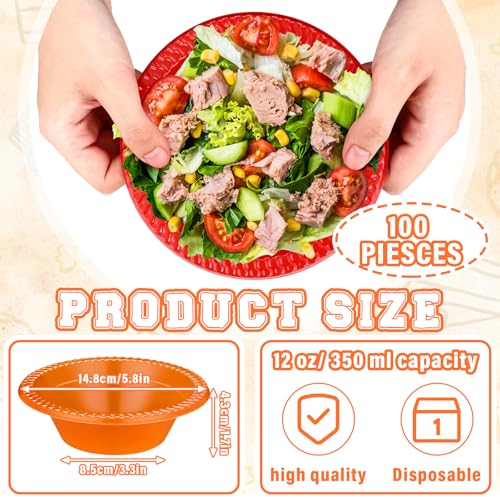 Image of Lallisa 100 Pcs 12 oz Colorful Disposable Plastic Serving Bowls | for Ice Cream, Snack, Salad, Soup; Fit for Autumn, Thanksgiving, Christmas, Picnic and Party Favor Supplies
