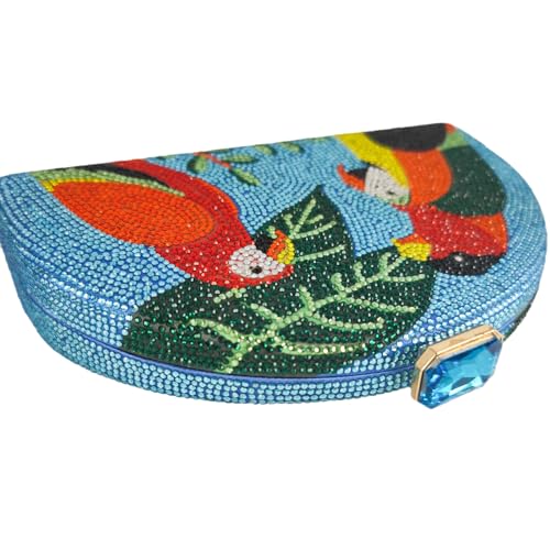 Image of Boutique De FGG Mini Parrot Evening Bags,Women Cocktail Crystal Clutch Bag,Prom Party Bird Handbags Rhinestone Clutch Purse