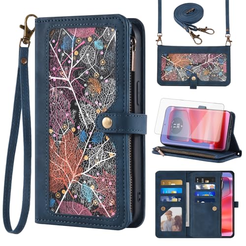 Étui Motorola Edge 50 Pro Asuwish portefeuille en cuir avec fermeture éclair