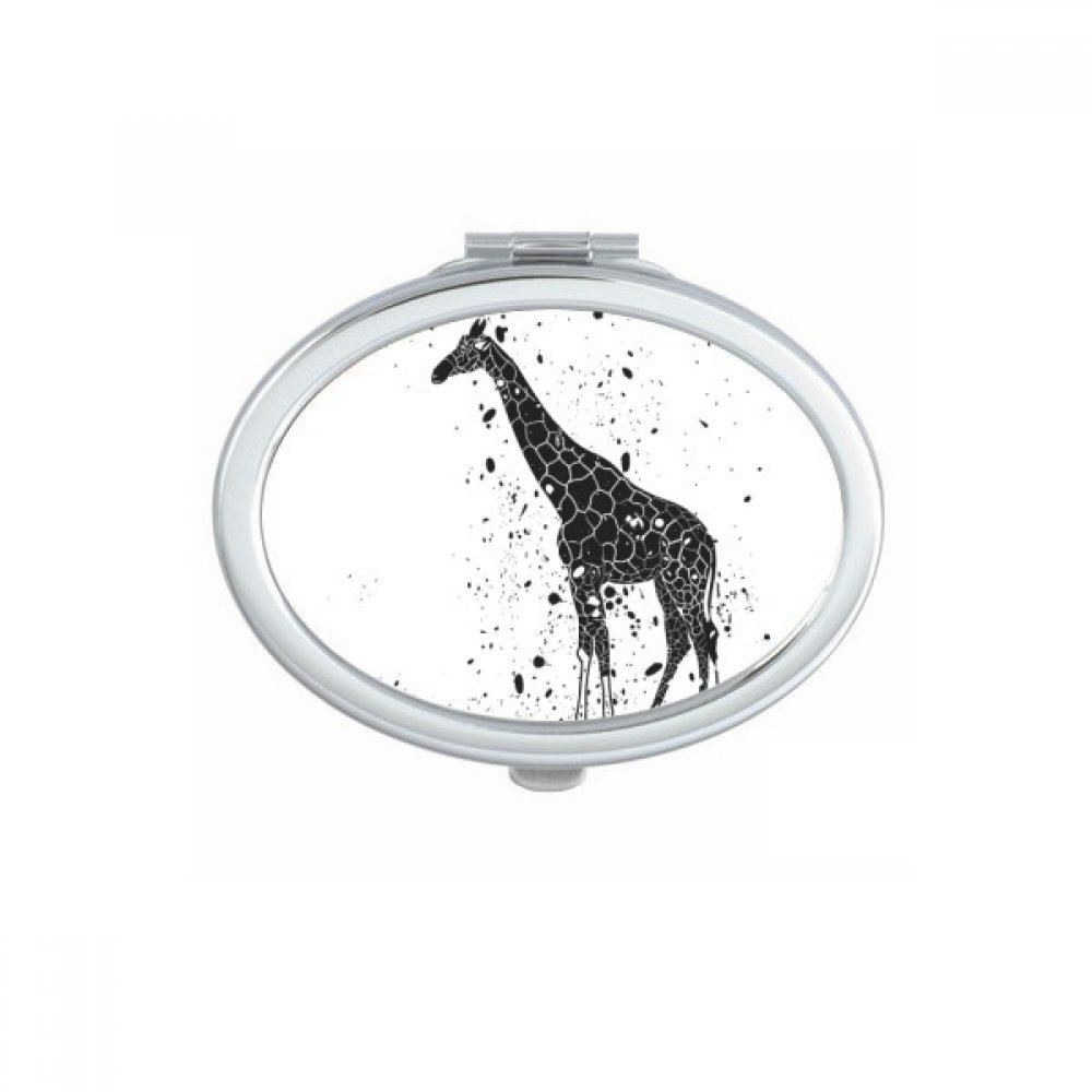 Miroir de poche simple mexicaine girafe noir et blanc ovale pour maquillage
